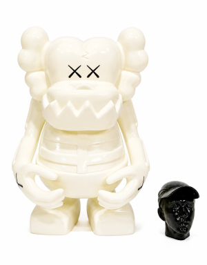 KAWS × Bounty Hunter “Skull Kun” — White with Black KAWS Head