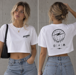 HEATWAVES Women’s Fitted White Tee — Heatwaves Logo