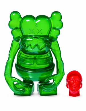 KAWS × Bounty Hunter “Skull Kun” — Green with Red KAWS Head